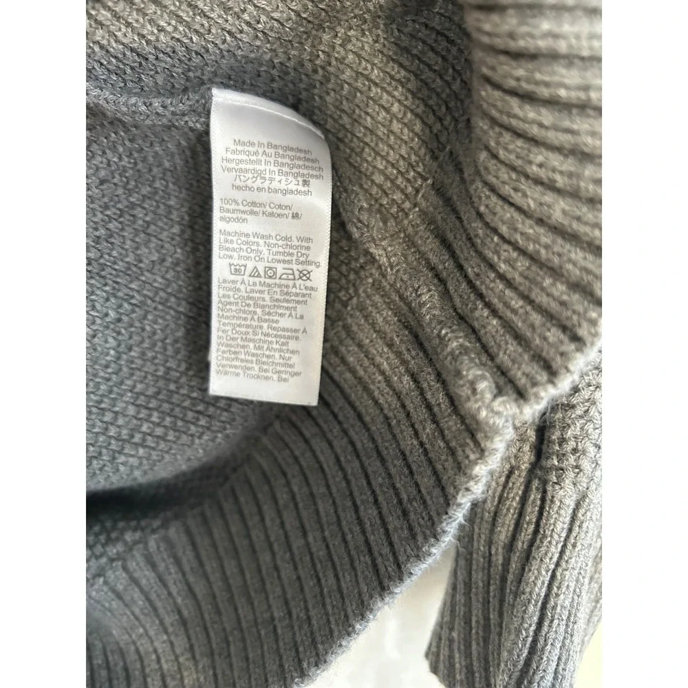 J.Crew Mens Grey 100% Cotton Quarter‎ Zip Textured Knit Sweater Large